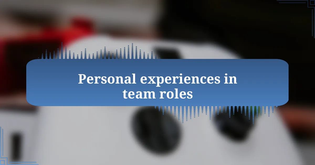 Personal experiences in team roles